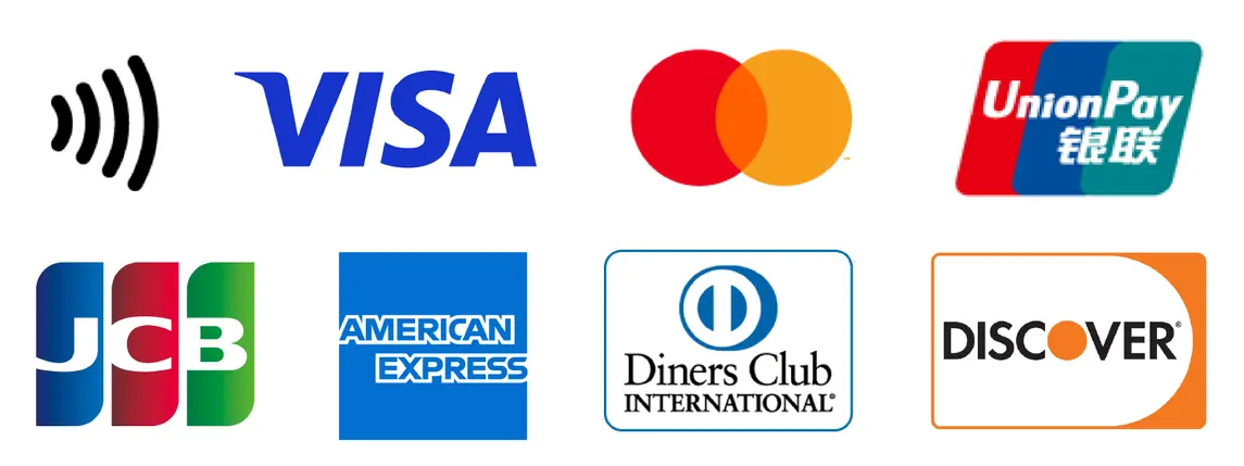 visa・mastercard・銀嶺・JCB・AMERICANEXPRESS・DinersClub・DISCOVER